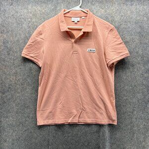 Lacoste Polo Shirt Women Large Peach Orange Casual Cotton Slim Fit Preppy Logo